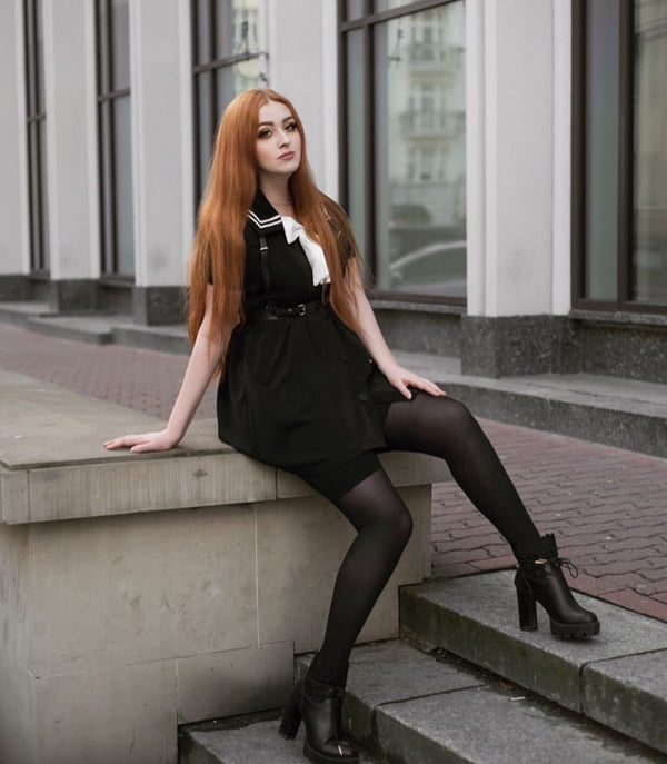 Navy black dress KF9351