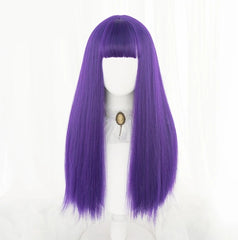 Purple long straight wig KF81266