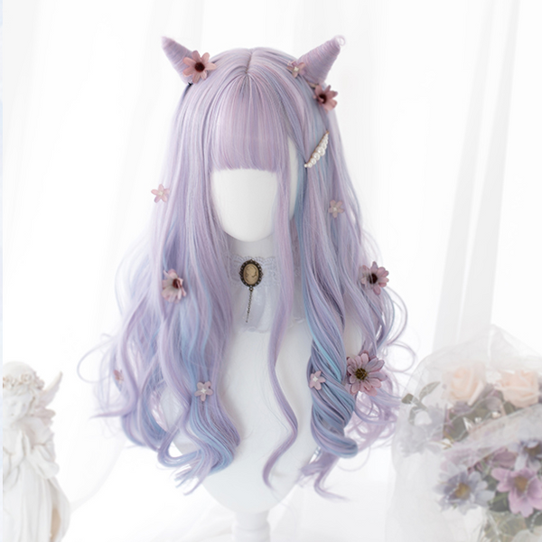 Purple long curly wig KF81189