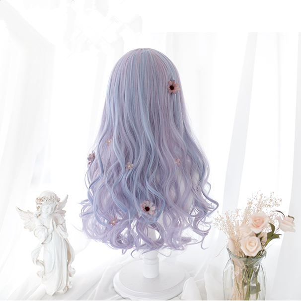 Purple long curly wig KF81189