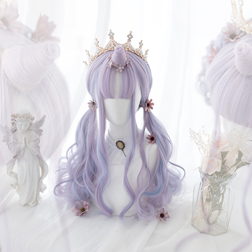 Purple long curly wig KF81189