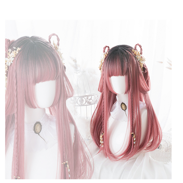 Pink long straight wig KF81191