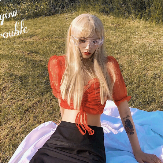 Long straight blond wig KF81216