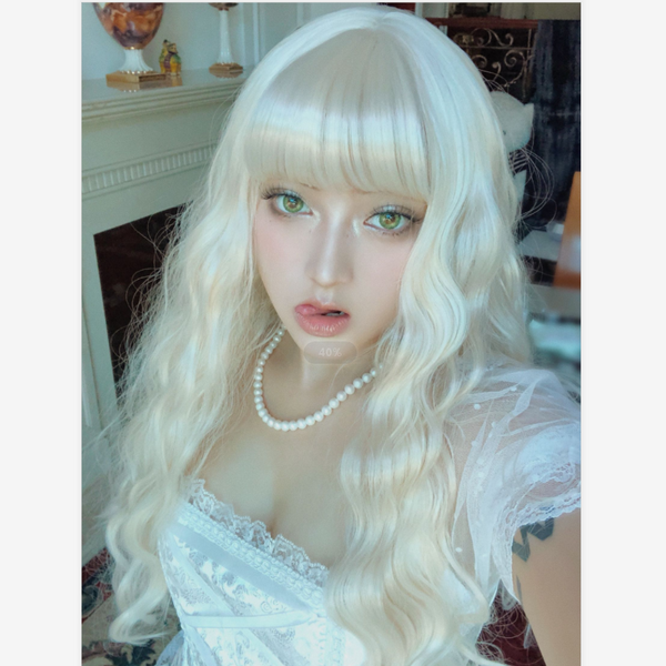 White long curly wig KF81264