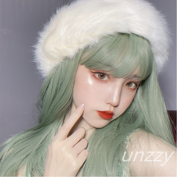 Green long straight wig KF81311