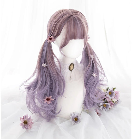 Purple long curly wig KF81634