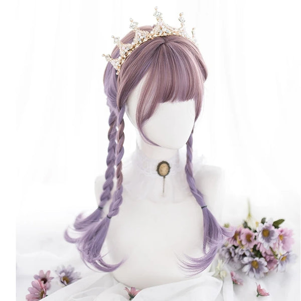 Purple long curly wig KF81634