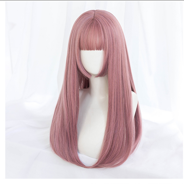 Pink long straight wig KF81375