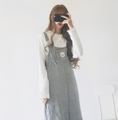 unzzy embroidered suspender pants KF50008