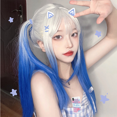 Blue and white gradient wig KF81622