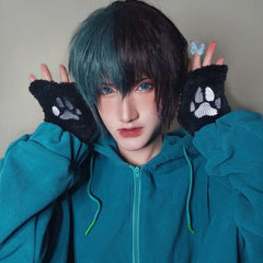Black and white short wig KF81642