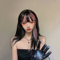 Black pink wig KF81663