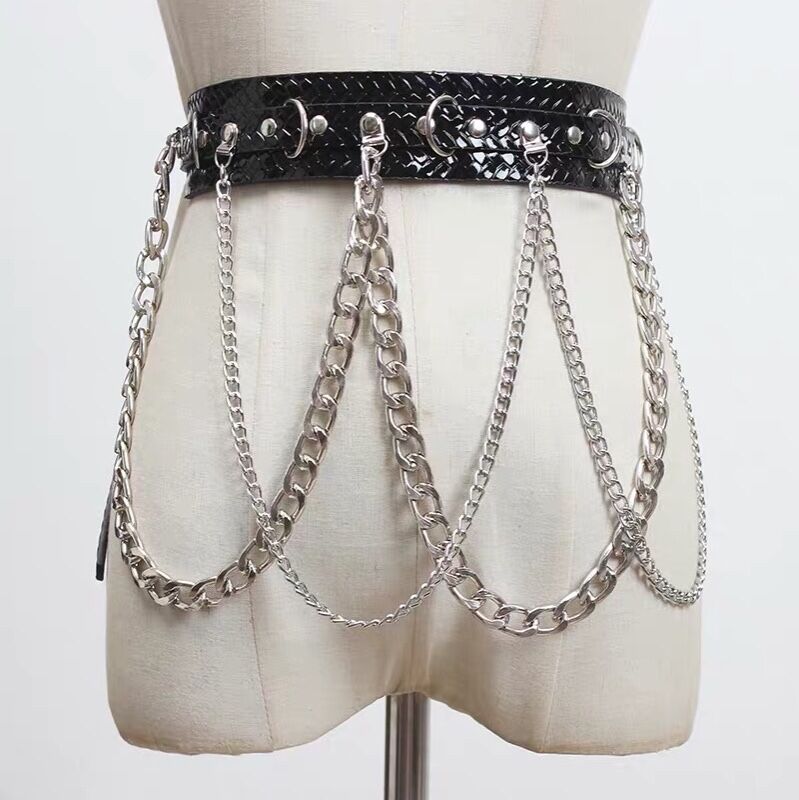 Dark punk chain belt KF81817