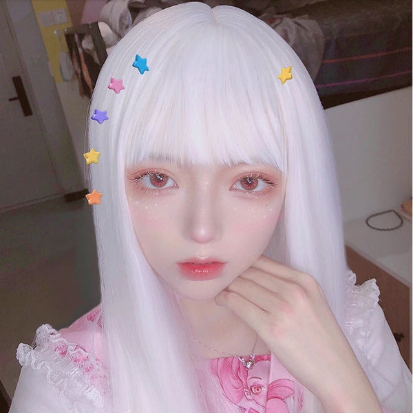 White long straight wig KF81945