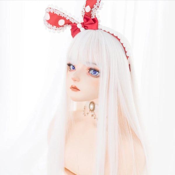 White long straight wig KF81945