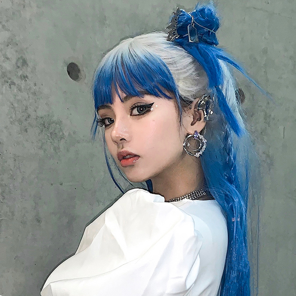 Blue gradient wig KF81986