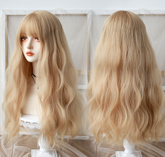 Golden long curly wig KF82114