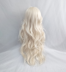 Milky white golden long curly wig KF82144