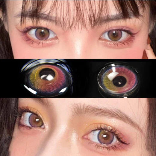 Pink Yellow Planet contact lenses (two pieces)  KF83230