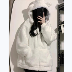 white plush coat KF83045