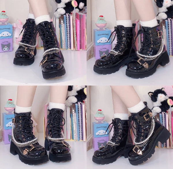 lolita pearl chain martin boots  KF83208