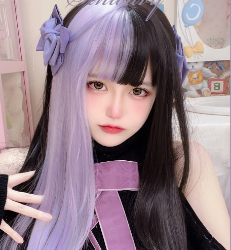 BLACK AND PURPLE LOLITA WIG  KF83510