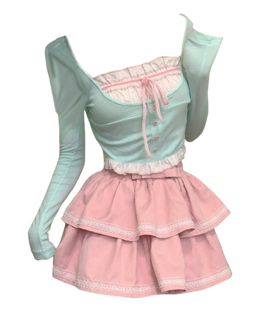 Cute Top + Skirt Two-Piece Set  KF83578