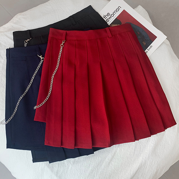 Vintage Irregular Chain Pleated Skirt  KF81041