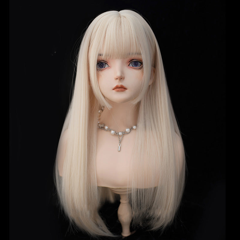 Japanese blonde long curly wig KF82574