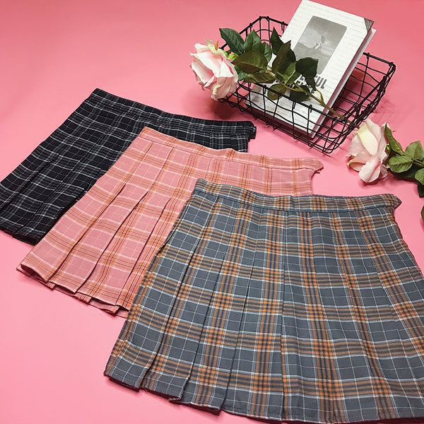 Plaid pleated skirt KF90360