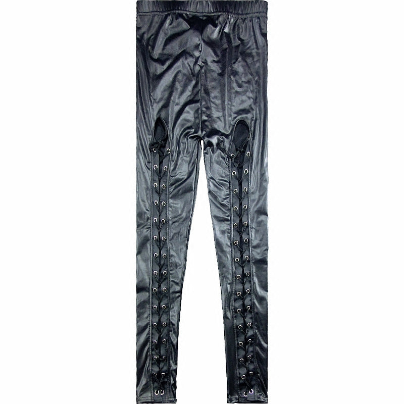 Punk strap leather pants KF9312