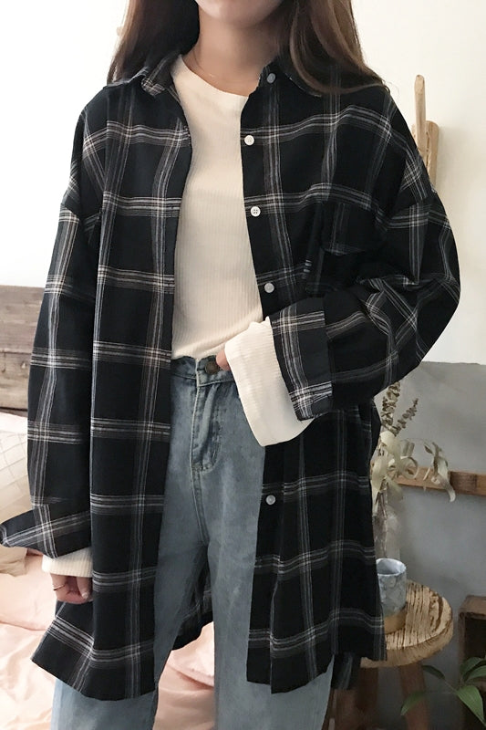 Korean plaid shirt coat KF2240