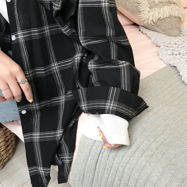 Korean plaid shirt coat KF2240