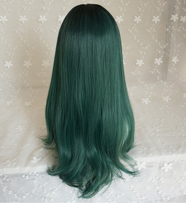 Green long roll wig KF90448