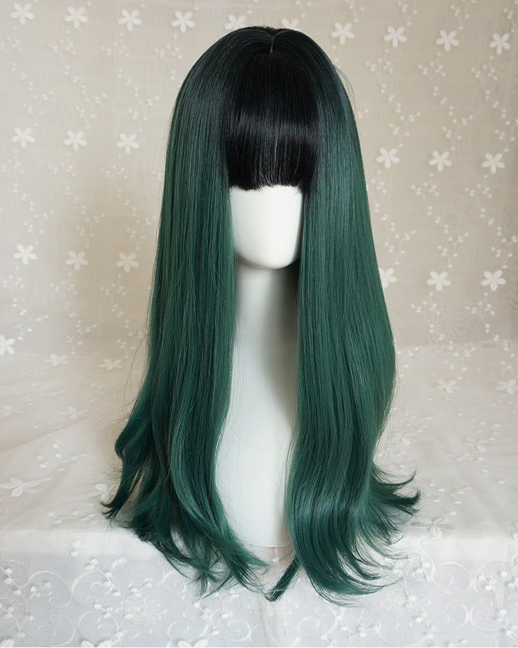 Green long roll wig KF90448