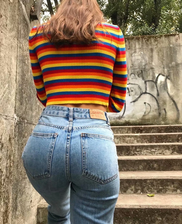 Rainbow knit sweater KF90372