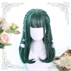 Medium length green wig KF82124