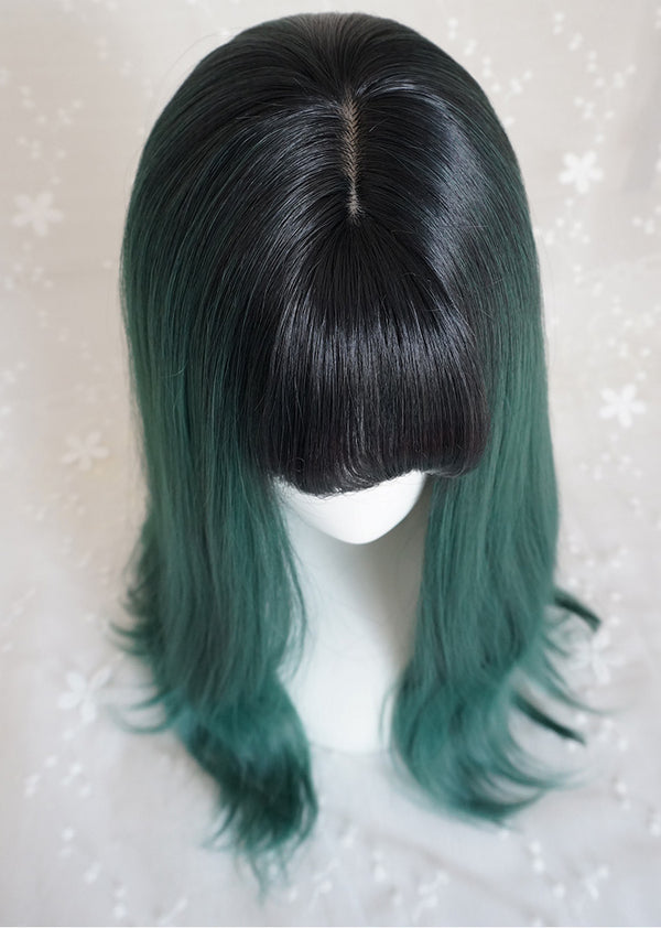 Green long roll wig KF90448