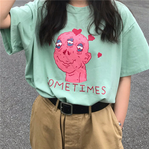 Harajuku Three-eyed Monster Couple Tshirt  KF24004