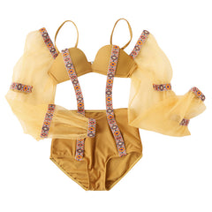 Yellow one-piece swimsuit KF90487