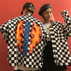 Korean fashion couple flame shirt coat KF2237
