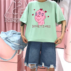 Harajuku Three-eyed Monster Couple Tshirt  KF24004