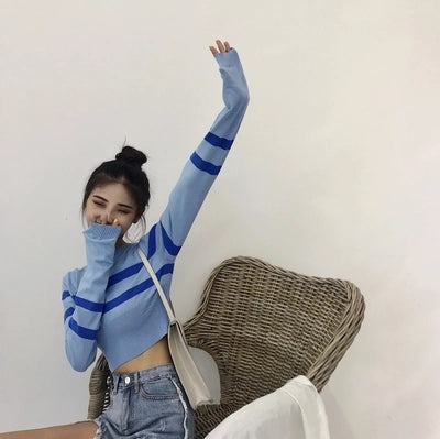 Knit long sleeve sweater KF2354