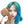 GREEN GRADIENT BLUE WIG KF40377