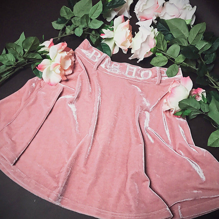 Pink velvet skirt KF90348