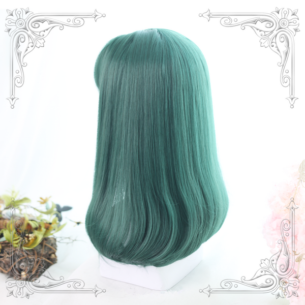 Medium length green wig KF82124