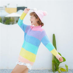 Sweet Rainbow Knitted Sweater KF20030