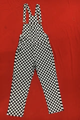 Black and white plaid strap jumpsuit KF80074