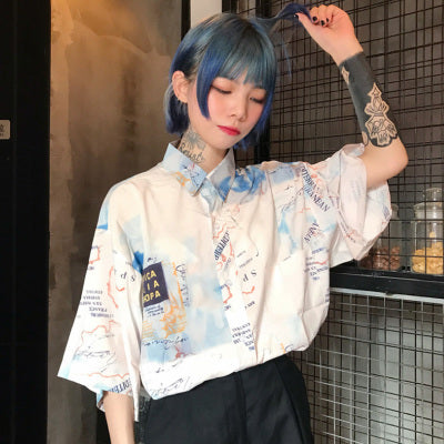 Vintage nautical illustration printed short sleeve t-shirt KF2362