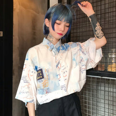 Vintage nautical illustration printed short sleeve t-shirt KF2362